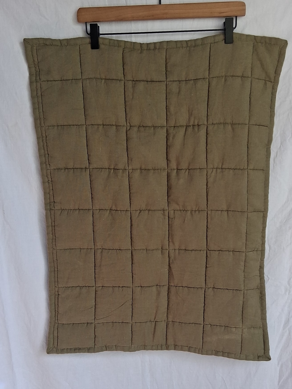 Quince European Linen Box Quilted  sham Olive Green Standar